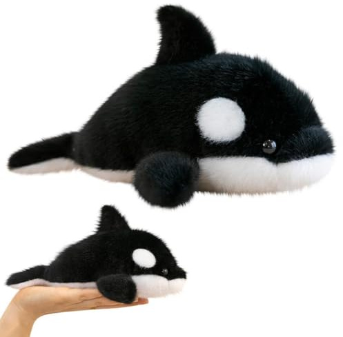 Super Süßes Meeres Tier Kuscheltier, Weiches Beruhigungsspielzeug Baby, Weiches Plüschtier als Geschenk für alle Altersgruppen, 22cm, 3 Designs wählbar (Orca)