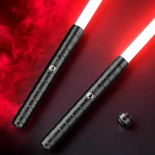 Sabre Laser 2 Pièces,Lightsaber pour Enfants RGB 15 Couleurs 4 Modes,Epées Laser Rechargeable avec Effets sonores FX,Jouet pour Enfants,Halloween,Jeu de rôle Guerrier Galactique(78CM 2PC)