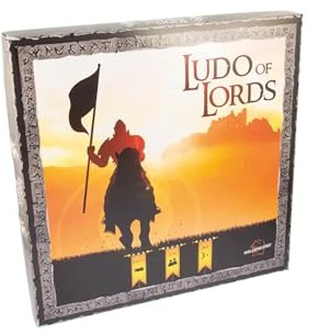 Ritter Ludo aus Holz (Ludo of Lords), großes Spielbret mit 40x40cm, für 2-6 Personen, Würfelspiel für Kinder und Erwachsene