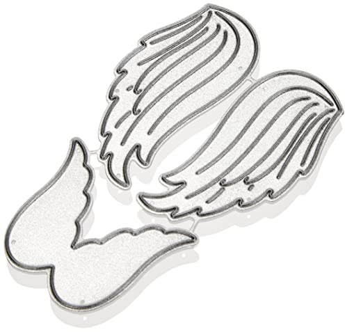 Rayher Stanzschablonen-Set „Engelsflügel“, 100% Stahl, ca. 3-4,7 cm, für DIY-Papierarbeit, Grau