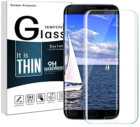 Soyion Galaxy S7 Edge Protection Écran,Verre Trempé Galaxy S7 Edge, Couverture Complèt Film Protection en Verre Trempé écran Protecteur Vitre pour Samsung Galaxy S7 Edge Anti Rayures
