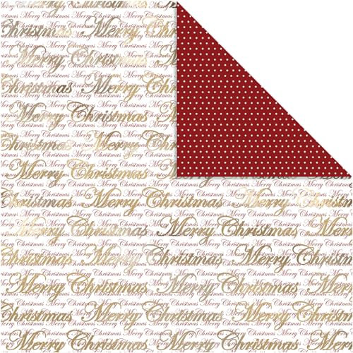 Design-Papier, Blatt 30,5x30,5 cm, 180 g, Gold, Frohe Weihnachten & Punkte, 3Bl.