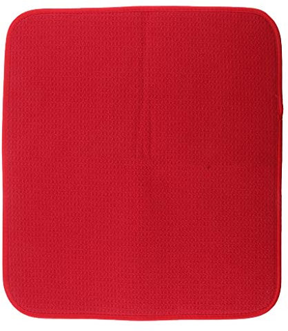 Fenteer Tapis de Sechage Égouttoir Évier en Microfibre Rangement de Vaisselle Couvert - Rouge