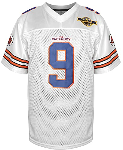 Phoneutrix Bobby Boucher #9 The Waterboy Adam Sandler Movie Mud Dogs Bourbon Bowl Football Jersey (White, Small)