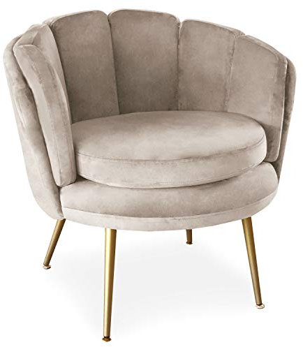 Menzzo Fauteuil Arrondi Brenda Velours Taupe, lsr19127puttyvelvet
