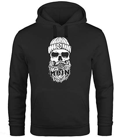 Neverless® Hoodie Herren Moin Totenkopf Anker Skull Kapuzen-Pullover Männer schwarz 5XL