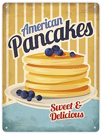 Metallschild XL mit American Diner Classics - Pancakes Motiv