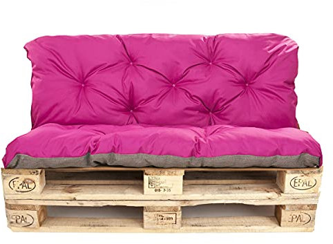 Coussins Palette, Coussins pour palettes externes/Coussin Euro Palette, Coussin canapé, Coussin Salon de Jardin (Set:120x80+120x60cm, Rose)