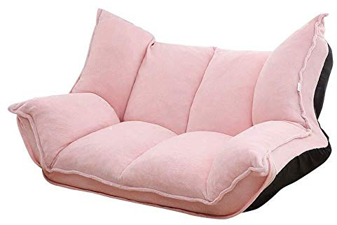 FUFU Deckchairs Liegestühle, Lazy Sofa Faltbare Wohnzimmer Stoff Kleine Wohnung Schlafzimmer Doppel Lounge Chair Klappbar (Color : Pink)
