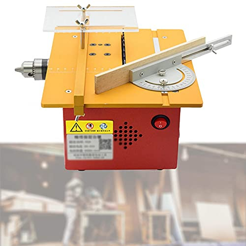 KUANDARMX Multifunctional Woodworking Chainsaw, Small Electric Cutting Machine Table Saw Stepless Speed Regulation, Slotting, Yellow, B