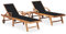 vidaXL 2X Madera Maciza de Teca Tumbonas con Mesita y Cojín Hamaca Playa Piscina Cama Patio Terraza Balcón Jardín Cómodo Acolchado Relajante