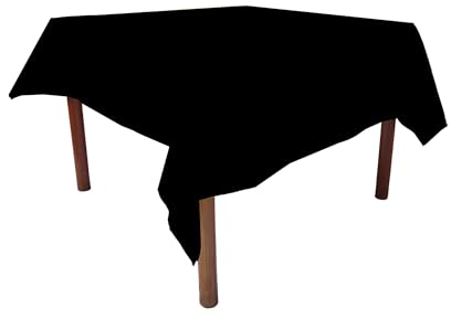 Weavric Quadratische Tischdecke, 229 x 229 cm, 2,3 m, waschbar, knitterfrei, schrumpffrei, Schwarze Polyester-Tischdecke für Buffet-Tisch, Küche, Abendessen, Hochzeit, 1 Stück