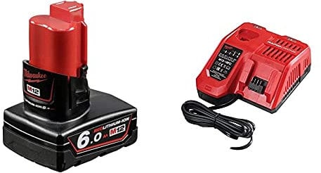 Milwaukee M12B6 12v 6.0Ah Red Lithium-ion Battery & M12-18FC M12-M18 Multi Fast Charger, 230 V, One size