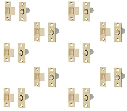 Adjustable Roller Catch Spring Loaded Latch Lock for Internal Doors | Brass Plated | Pack of 10