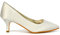 Womens Glitter Pointed Shoes Ladies Slip On Low Heel Party Courts Pumps Size 3-8 (Ivory Satin, Numeric_8)