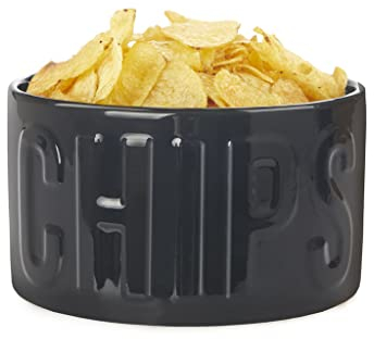 Balvi Cuenco Aperitivo Chips Color Negro Un Cuenco Original y con Estilo 1L Cerámica 8,5x15x15 cm