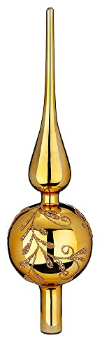 Christbaumspitze Glas 30cm Baumspitze mit Sternen Motiv Tannenbaumspitze Gold Inkagold