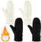 SATINIOR 2 Paar Damen Fäustlinge Dicke Warme Winter Vollfinger Strickhandschuhe Flauschige Fausthandschuhe (Weiß, Schwarz, Einfach)