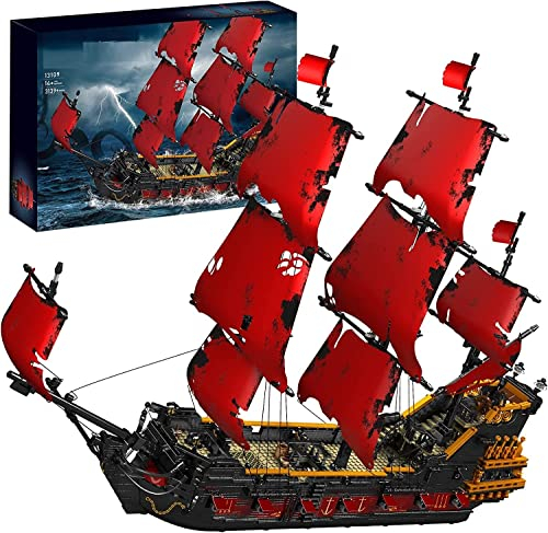 Auforua Piratenschiff Queen Anne's Revenge, Fluch Der Karibik 3139-tlg Groß MOC Segelschiff Klemmbausteine Bausatz, Klemmbausteine Piratenschiff Modellbausatz