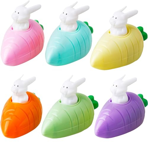 Oster Hasen Spielzeugauto Kinder,6 Stück Zurückziehen Spielzeugautos,Aufziehbare Hasen Aufziehauto Set Osterhasen mit Karotte Osterdeko Hasen Uhrwerk Spielzeugauto Spielzeuge,für Kinder Jungen Mädchen
