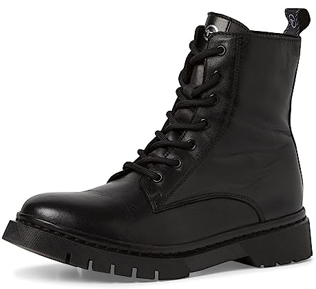 Tamaris Damen Schnürstiefeletten, Frauen Stiefeletten,Wechselfußbett,Comfort Lining,schnürboots,reißverschluss,Stiefel,Bootee,Black,42 EU