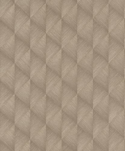 Rasch Tapete 687934 - Vliestapete mit geometrischem Motiv in 3D-Optik in Taupe Gold - Kollektion Tropical House