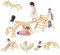GOPLUS 7 en 1 Triangle Arche Montessori, Arche d'escalade Enfants avec Toboggan Bois,Rampe, Échelle Réglable, Charge 50KG, pour Tout-Petits Bébé 1 Ans+(Naturel)