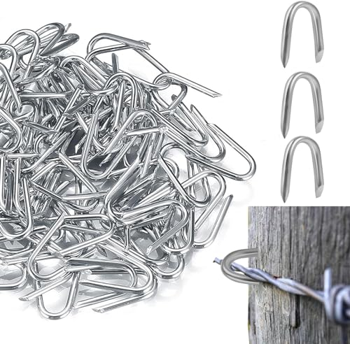 300 Piezas Clavos de Jardín en Forma U, Grapa U Clavos, Clavos Galvanizados en Forma de U, Clavos Galvanizado para Redes Vallas Madera Malla Alambre de Púas