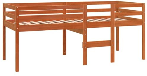 vidaXL Hochbett Wachsbraun 90x190 cm Massivholz Kiefer