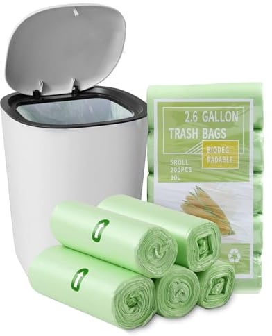 PotentForce 200 Bolsas Basura Orgánicas,Bolsa basura reciclables,Bolsas Basura 10l,Bolsas de Basura de Cocina,Bolsa de basura de Bañoy sala de estar,Bolsas compostables de jardin(45x50 cm,Verde)