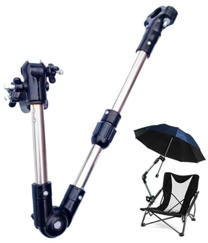 Umbrella Holder Universal Foldable Umbrella Clamp Stretchable Umbrella Mount Rotatable Non-Slip ABS Stainless Steel Multifunctional Umbrella Holder for Stroller Golf Cart Bike Wheelchair Umbrella