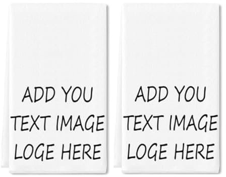 Horienteeon Küchenhandtuch-Set, personalisierbar, personalisierbar, für Text, Logo, Foto, einseitig, schnell trocknend, personalisierbare Geschenke, personalisierbare Geschirrtücher, Handtücher, 40 x