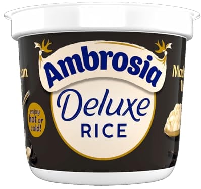 Ambrosia Deluxe Rice Pudding Pots, Madagascan Vanilla Flavour, Creamy & Ready to Eat Dessert, 2 x 110 g (Pack of 8 - Total 16 Pots)