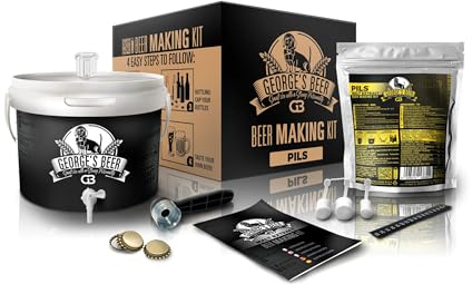 Beer & Wine - Kit Fermentazione George's Beer 5l - Birra Artigianale Fatta in Casa - Kit Malto Fermentazione - Kit per Produzione di Birra - Idea Regalo (Kit con Malto Pils)