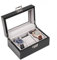 ProCase Uhrenbox mit 3 Fächern, hölzerne Uhrenkasten mit Glasdeckel, Uhrenkoffer mit Uhrenkissen, Uhrenaufbewahrung Watch Box für Herren Uhrenorganizer mit Glasdeckel - Schwarz
