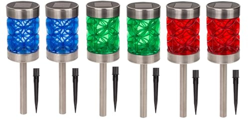 6er Set LED Garten Solar Lampen Mystic Star mit Erdspieß Solarlampen Terrasse Solarleuchten