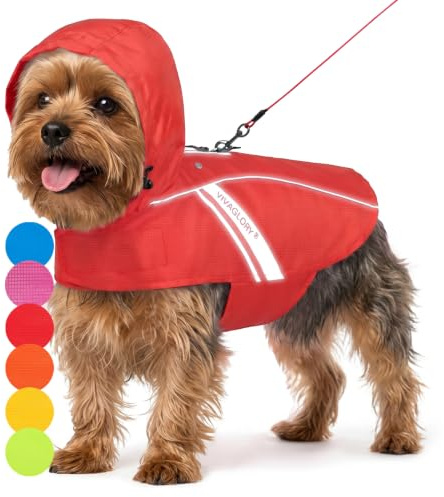 VIVAGLORY Hunderegenmantel Wetoff Regenmantel Hund, XS, Rot | Hunde Regenmantel Hunderegenmantel Reflektierend Regenjacke Hunderegenjacke, Wasserdicht Regenjacken für Hunde