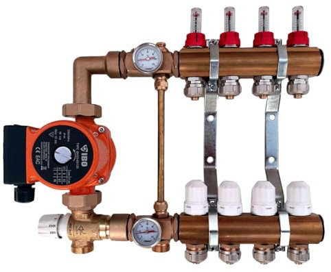 Heating-Install Festwertregelset Fußbodenheizung Heizkreisverteiler 10 Kreise Mischgruppe Temperaturregeleinheit Heizungsverteiler IBO Umwälzpumpe Mischventil