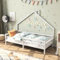 jeerbly Kinderbett 90x200 cm, Hausbett Bodenbett mit Rausfallschutz und Lattenrost, Baumhausbett aus Massivholz Kiefer, Kinder Bettgestell Jugendbett Einzelbett, Weiß