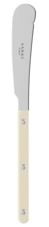 SABRE PARIS - Buttermesser 20cm - Bistrot - Rundes Messer Für Butter, Honig, Marmelade - Edelstahl & Nylon - Spülmaschinenfest - Elfenbein