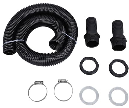 Sunicon Regenfass-Schlauchanschluss-Set, 39,4 Zoll Kunststoff-Regenfass-Umlenker-Verbindungsset für Regenwassersammelsystem (No Hole Opener)