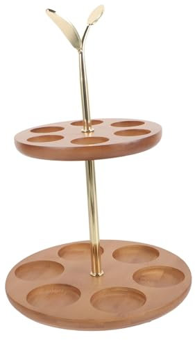 Ciieeo Estante De Almacenamiento De Barra De Metal Portavasos De Vidrio Estante Para Platos Soporte De Vidrio Vintage Para Servir Bambú