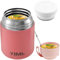 GUIJZSLTRG Food Flask with Stainless Steel Folding Spoon 530ml Vacuum Double Walled Insulated Food Jars Leakproof Thermal Food Container Soup Containers for Hot Food Keep 12H and Cold 24H(Pink)