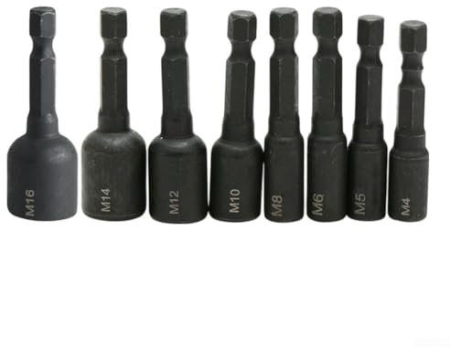 Besttoolifes 8-Piece 4-16mm Screw Tap Socket Adapter Set with 1/4 Inch Hex Shank, Alloy Steel Extension Bar for Hand Electric Drills, DIY Projects, Auto Repairs, Machine Maintenance