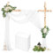 LYAFS 8 Packs Hochzeit Vorhang Hochzeitsbogen, Weiß Querbehang 73cmx610cm Chiffon-Stoff-Vorhang für Hochzeit, Hintergrund Deko Gardinen Vorhang für Hochzeitsbogen Zeremonie, Torbogen, Party