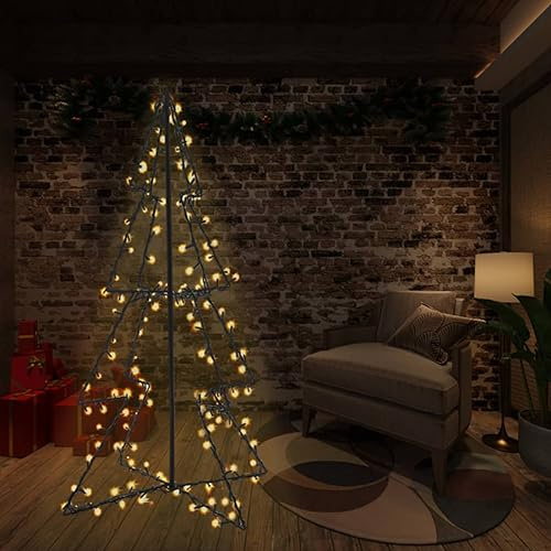 Festnight Led Weihnachtsbaum Aussen 150x115 cm 240 LEDs Beleuchtet Tannenbaum Outdoor Lichterbaum Weihnachtsdeko Außen Lichterpyramide Weihnachtsbaum Kegelform Metall Draußen