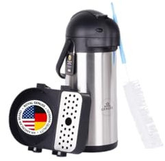 Dispenser per caffè Airpot, 3 l, con pompa, vassoio antigoccia e spazzola per la pulizia, thermos isolato in acciaio inox, ritenzione del calore 24 ore, ritenzione del freddo 36 ore
