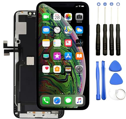 FLYCDI Écran OLED pour iPhone 11 Pro Max - 6,5 Écran Tactile Full HD avec Digitizer, Vitre Trempée Incluse - Kit de Réparation Complet Compatible Modèles A2161 A2215 A2218 - Facile à Installer