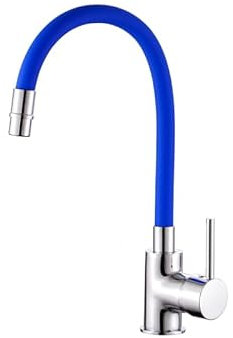 IMPALLI Mitigeur de cuisine à canon flexible pivotant en silicone coloré robinet évier cuisine complet avec flexible robinet cuisine 5 x 36 x 17 cm (bleu ROYALE)