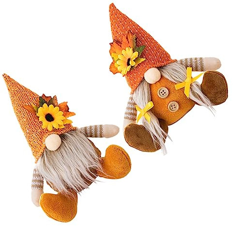 Toyvian 2St Herbst-Ernte-Zwerg-Ornament Erntefest-Zwergpuppe Tür Urlaub Girlande wichtelpuppe weihnachtspräsente Beanie Thanksgiving-Tischdekoration Herbstzwerg Deko PP Baumwolle